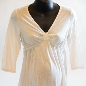 White 3/4 Sleeve Maternity Shirt